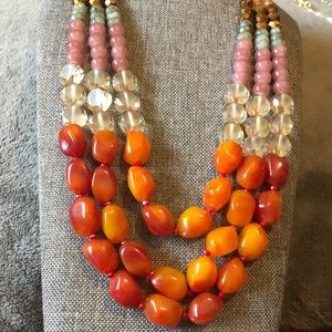 3 necklaces from Loft. Pinks and oranges.